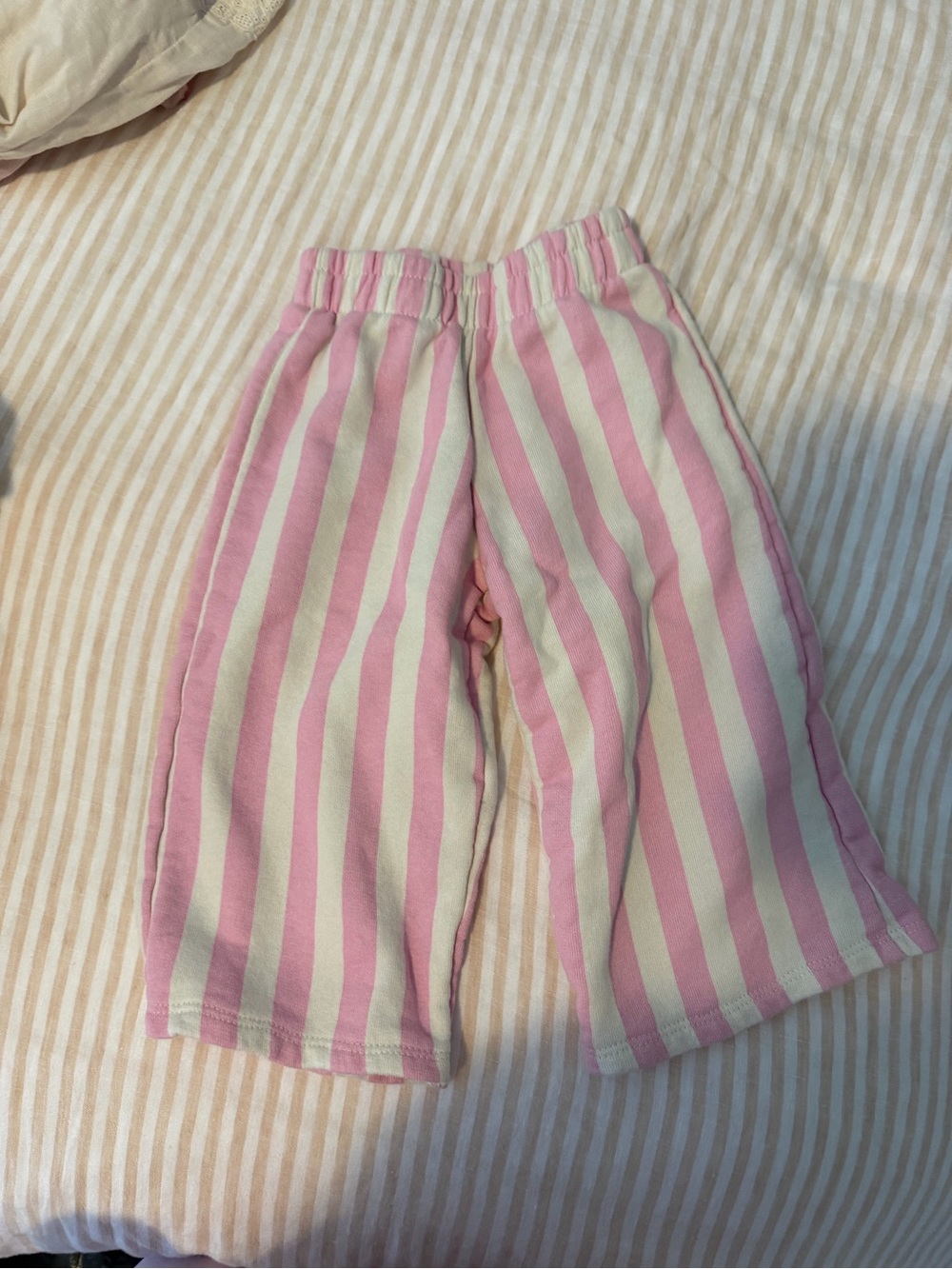 Zara Pink and Cream Striped Kids Leggings